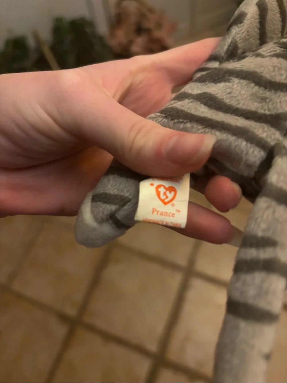 Plush Gray Striped Cat—Prance